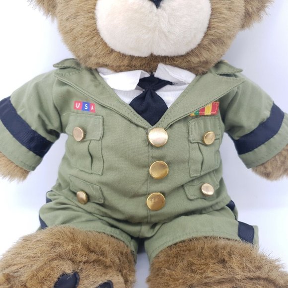 Build A Bear Bearemy Military USA Dress Uniform Stuffed Plush Animal Brown Toy - Picture 3 of 11